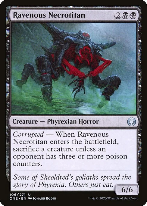 Ravenous Necrotitan, carta Magic di tipo Creature — Phyrexian Horror illustrata da Johann Bodin