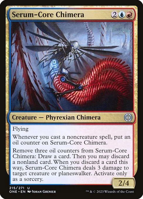 Serum-Core Chimera, carta Magic di tipo Creature — Phyrexian Chimera illustrata da Johan Grenier