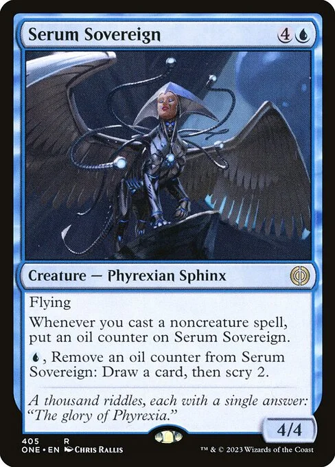 Serum Sovereign, carta Magic di tipo Creature — Phyrexian Sphinx illustrata da Chris Rallis