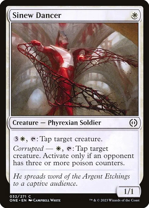 Sinew Dancer, carta Magic di tipo Creature — Phyrexian Soldier illustrata da Campbell White