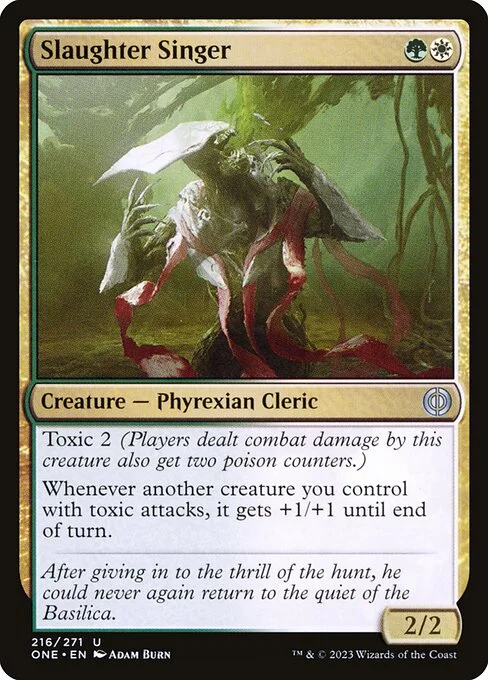 Slaughter Singer, carta Magic di tipo Creature — Phyrexian Cleric illustrata da Adam Burn