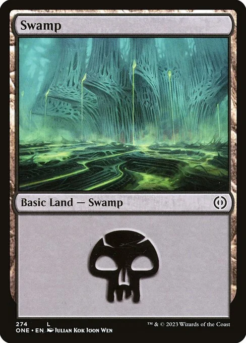 Swamp, carta Magic di tipo Basic Land — Swamp illustrata da Julian Kok Joon Wen