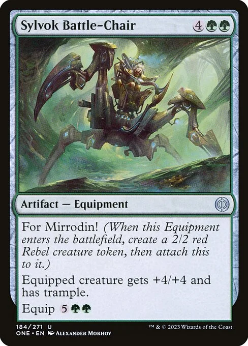 Sylvok Battle-Chair, carta Magic di tipo Artifact — Equipment illustrata da Alexander Mokhov