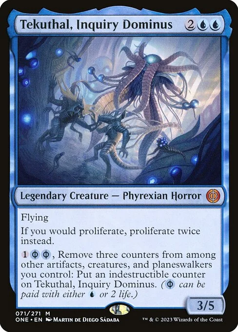 Tekuthal, Inquiry Dominus, carta Magic di tipo Legendary Creature — Phyrexian Horror illustrata da Martin de Diego Sádaba