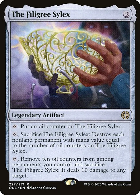 The Filigree Sylex, carta Magic di tipo Legendary Artifact illustrata da Leanna Crossan