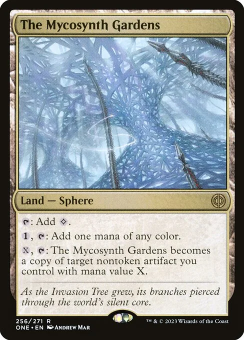The Mycosynth Gardens, carta Magic di tipo Land — Sphere illustrata da Andrew Mar