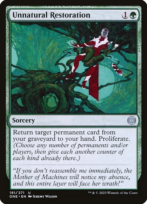 Unnatural Restoration, carta Magic di tipo Sorcery illustrata da Jeremy Wilson