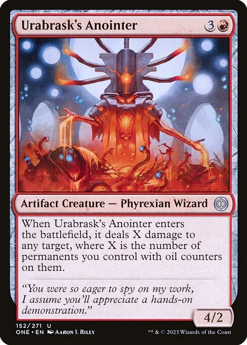 Urabrask's Anointer, carta Magic di tipo Artifact Creature — Phyrexian Wizard illustrata da Aaron J. Riley