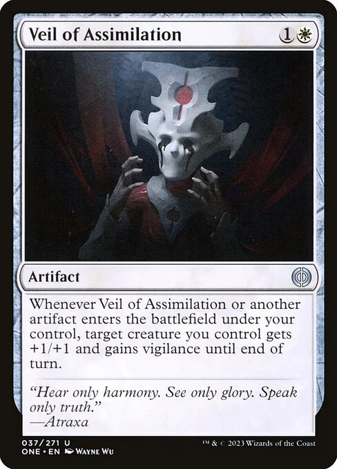 Veil of Assimilation, carta Magic di tipo Artifact illustrata da Wayne Wu