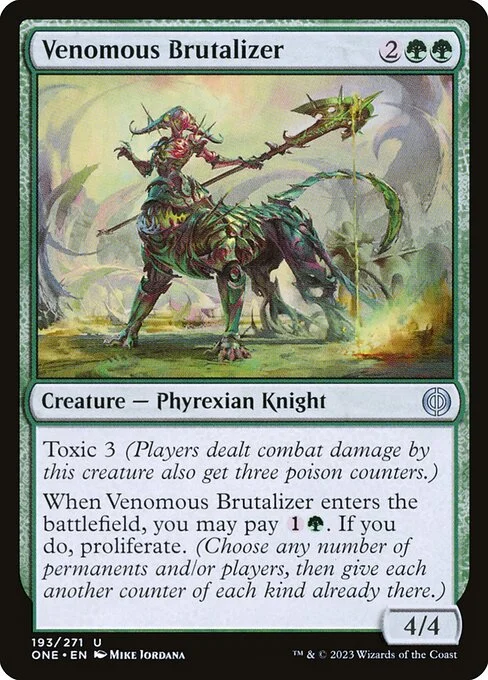 Venomous Brutalizer, carta Magic di tipo Creature — Phyrexian Knight illustrata da Mike Jordana