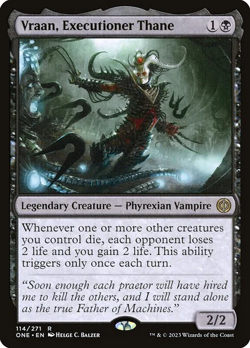 Vraan, Executioner Thane, carta Magic di tipo Legendary Creature — Phyrexian Vampire illustrata da Helge C. Balzer