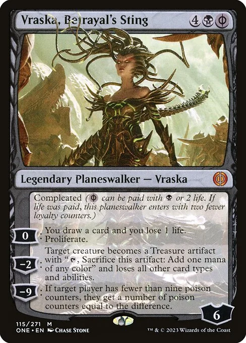 Vraska, Betrayal's Sting, carta Magic di tipo Legendary Planeswalker — Vraska illustrata da Chase Stone