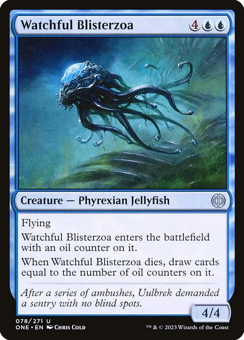 Watchful Blisterzoa, carta Magic di tipo Creature — Phyrexian Jellyfish illustrata da Chris Cold