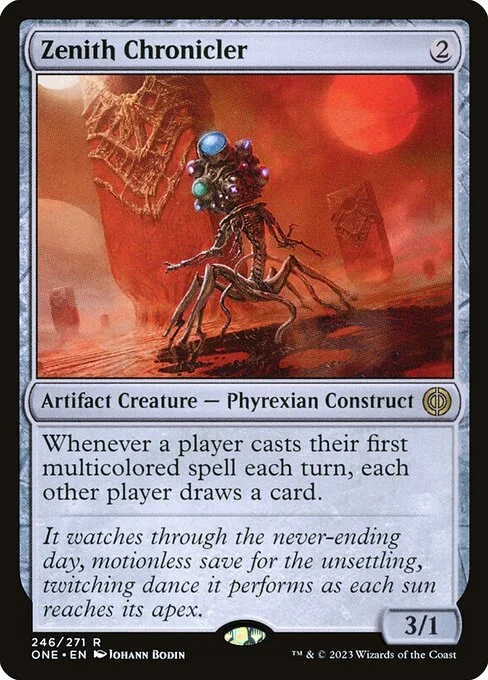 Zenith Chronicler, carta Magic di tipo Artifact Creature — Phyrexian Construct illustrata da Johann Bodin