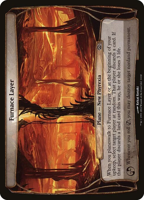 Furnace Layer, carta Magic di tipo Plane — New Phyrexia illustrata da Kekai Kotaki