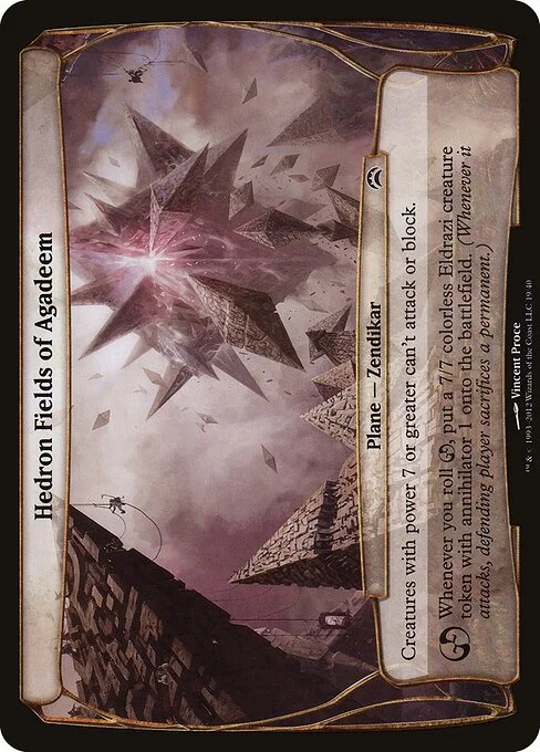 Hedron Fields of Agadeem, carta Magic di tipo Plane — Zendikar illustrata da Vincent Proce