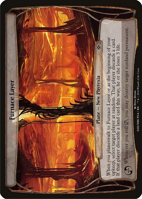 Furnace Layer, carta Magic di tipo Plane — New Phyrexia illustrata da Kekai Kotaki