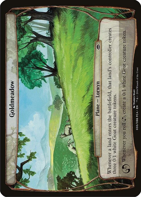 Goldmeadow, carta Magic di tipo Plane — Lorwyn illustrata da Warren Mahy