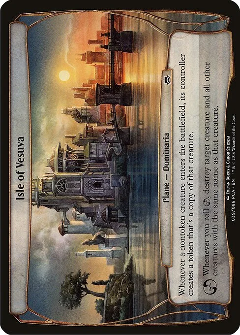 Isle of Vesuva, carta Magic di tipo Plane — Dominaria illustrata da Zoltan Boros & Gabor Szikszai
