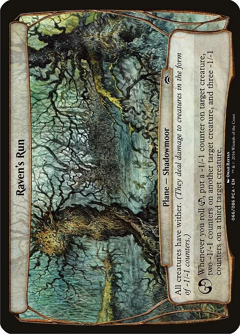Raven's Run, carta Magic di tipo Plane — Shadowmoor illustrata da Omar Rayyan