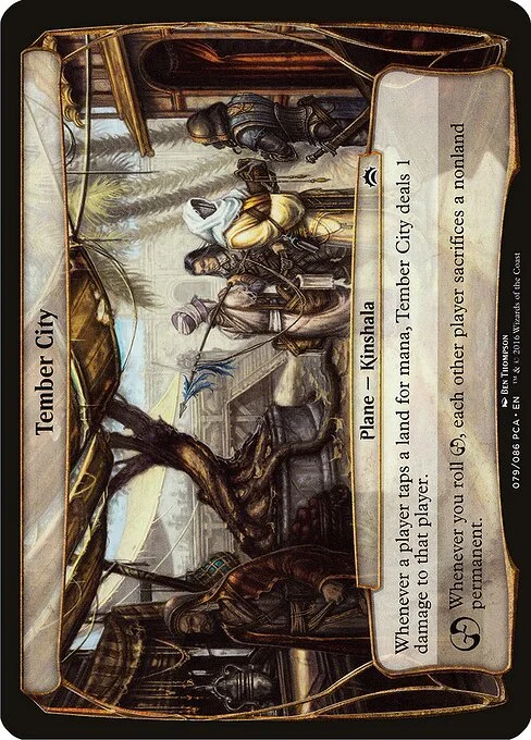 Tember City, carta Magic di tipo Plane — Kinshala illustrata da Ben Thompson