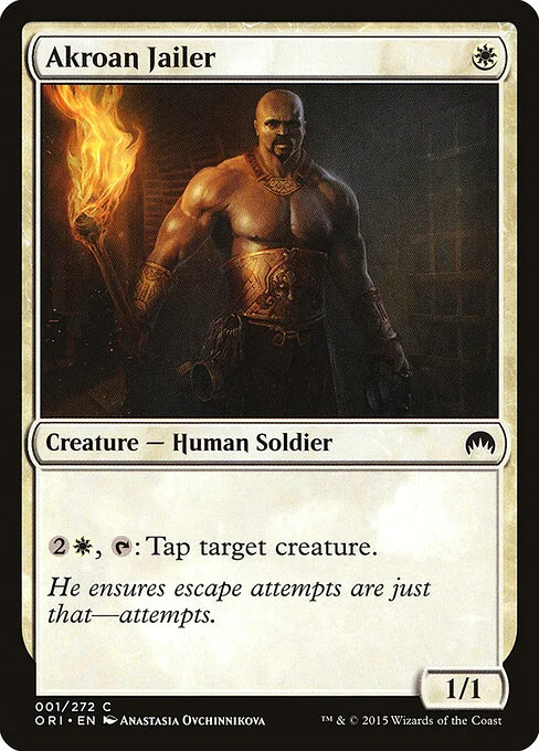 Akroan Jailer, carta Magic di tipo Creature — Human Soldier illustrata da Anastasia Ovchinnikova