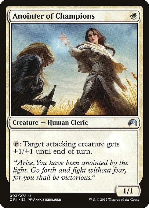 Anointer of Champions, carta Magic di tipo Creature — Human Cleric illustrata da Anna Steinbauer
