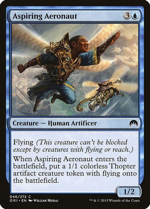Aspiring Aeronaut, carta Magic di tipo Creature — Human Artificer illustrata da Willian Murai