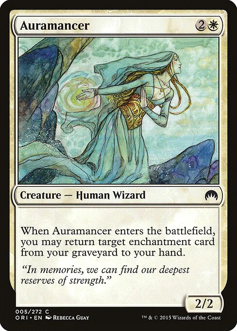 Auramancer, carta Magic di tipo Creature — Human Wizard illustrata da Rebecca Guay