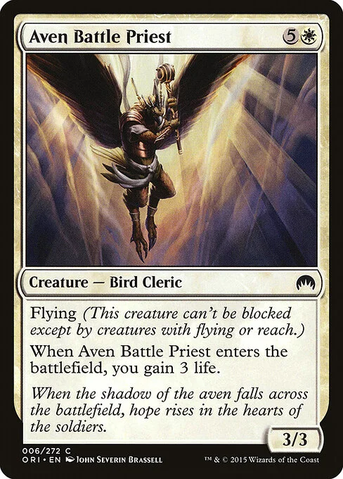 Aven Battle Priest, carta Magic di tipo Creature — Bird Cleric illustrata da John Severin Brassell