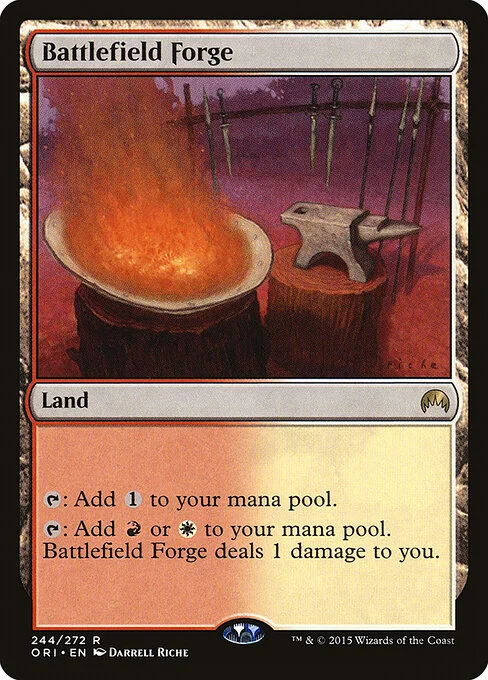 Battlefield Forge, carta Magic di tipo Land illustrata da Darrell Riche