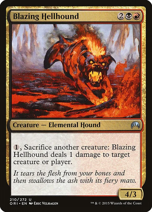 Blazing Hellhound, carta Magic di tipo Creature — Elemental Dog illustrata da Eric Velhagen