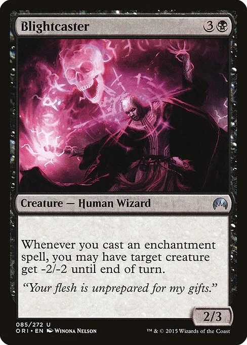 Blightcaster, carta Magic di tipo Creature — Human Wizard illustrata da Winona Nelson