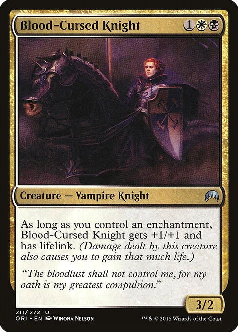 Blood-Cursed Knight, carta Magic di tipo Creature — Vampire Knight illustrata da Winona Nelson