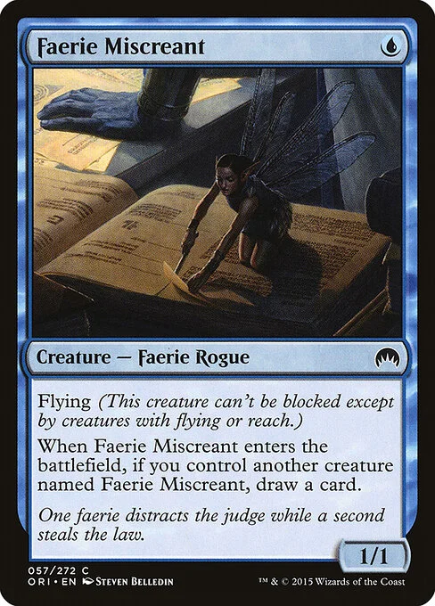 Faerie Miscreant, carta Magic di tipo Creature — Faerie Rogue illustrata da Steven Belledin