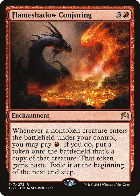 Flameshadow Conjuring, carta Magic di tipo Enchantment illustrata da Seb McKinnon