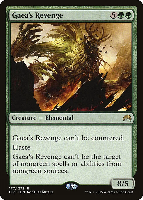 Gaea's Revenge, carta Magic di tipo Creature — Elemental illustrata da Kekai Kotaki