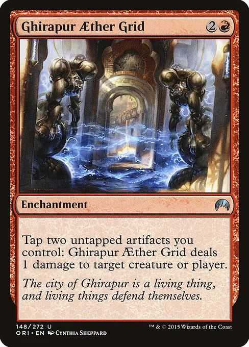 Ghirapur Aether Grid, carta Magic di tipo Enchantment illustrata da Cynthia Sheppard