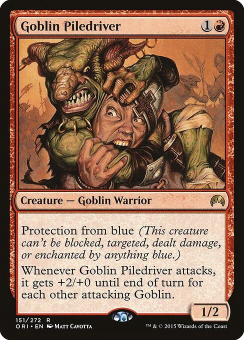 Goblin Piledriver, carta Magic di tipo Creature — Goblin Warrior illustrata da Matt Cavotta