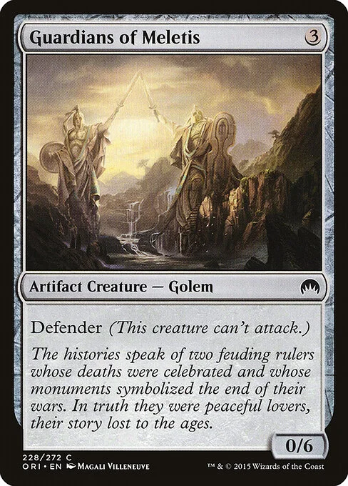 Guardians of Meletis, carta Magic di tipo Artifact Creature — Golem illustrata da Magali Villeneuve