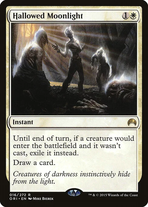 Hallowed Moonlight, carta Magic di tipo Instant illustrata da Mike Bierek
