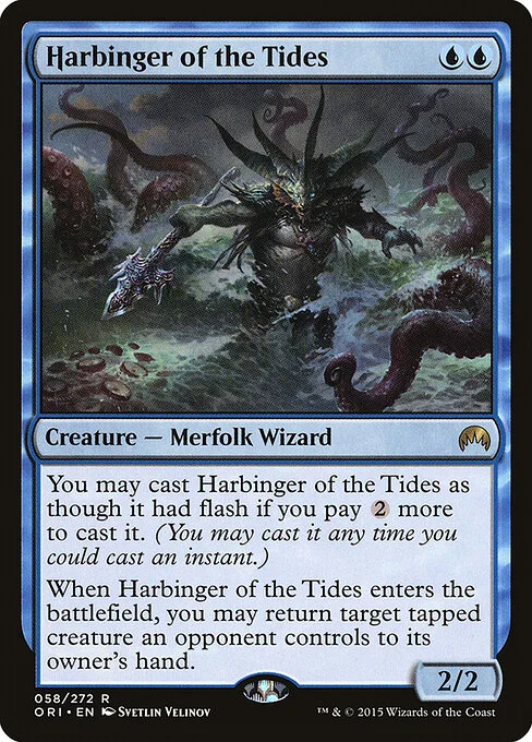 Harbinger of the Tides, carta Magic di tipo Creature — Merfolk Wizard illustrata da Svetlin Velinov