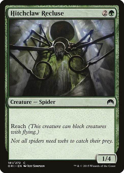 Hitchclaw Recluse, carta Magic di tipo Creature — Spider illustrata da Jeff Simpson