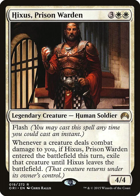 Hixus, Prison Warden, carta Magic di tipo Legendary Creature — Human Soldier illustrata da Chris Rallis