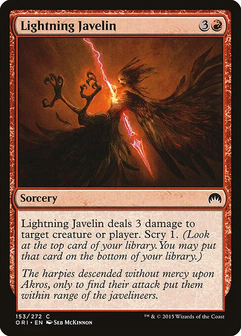 Lightning Javelin, carta Magic di tipo Sorcery illustrata da Seb McKinnon