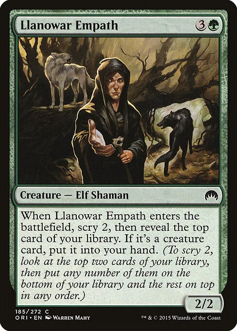 Llanowar Empath, carta Magic di tipo Creature — Elf Shaman illustrata da Warren Mahy