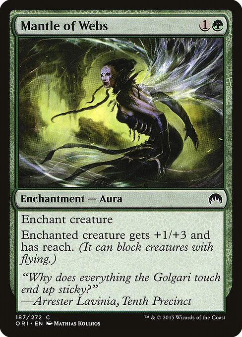 Mantle of Webs, carta Magic di tipo Enchantment — Aura illustrata da Mathias Kollros