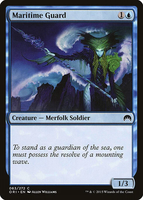 Maritime Guard, carta Magic di tipo Creature — Merfolk Soldier illustrata da Allen Williams