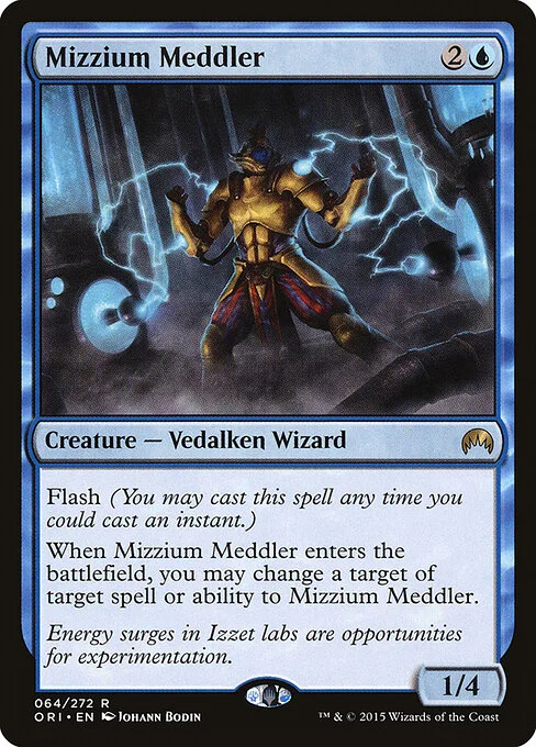 Mizzium Meddler, carta Magic di tipo Creature — Vedalken Wizard illustrata da Johann Bodin