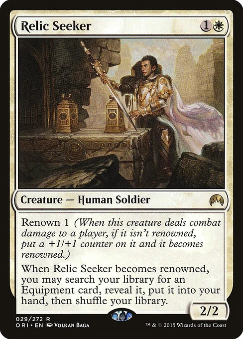 Relic Seeker, carta Magic di tipo Creature — Human Soldier illustrata da Volkan Baǵa